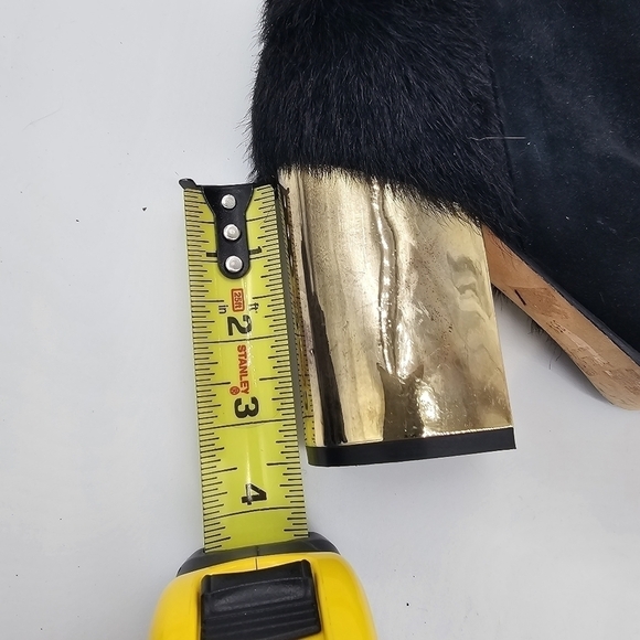 Furla Womens Ankle Bootie Round Toe Zip Side Gold Heels Leather Black Size 35.5 - Picture 12 of 14